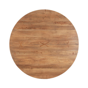 Bern 60" Round Table, Smoke Acacia, Natural Steel