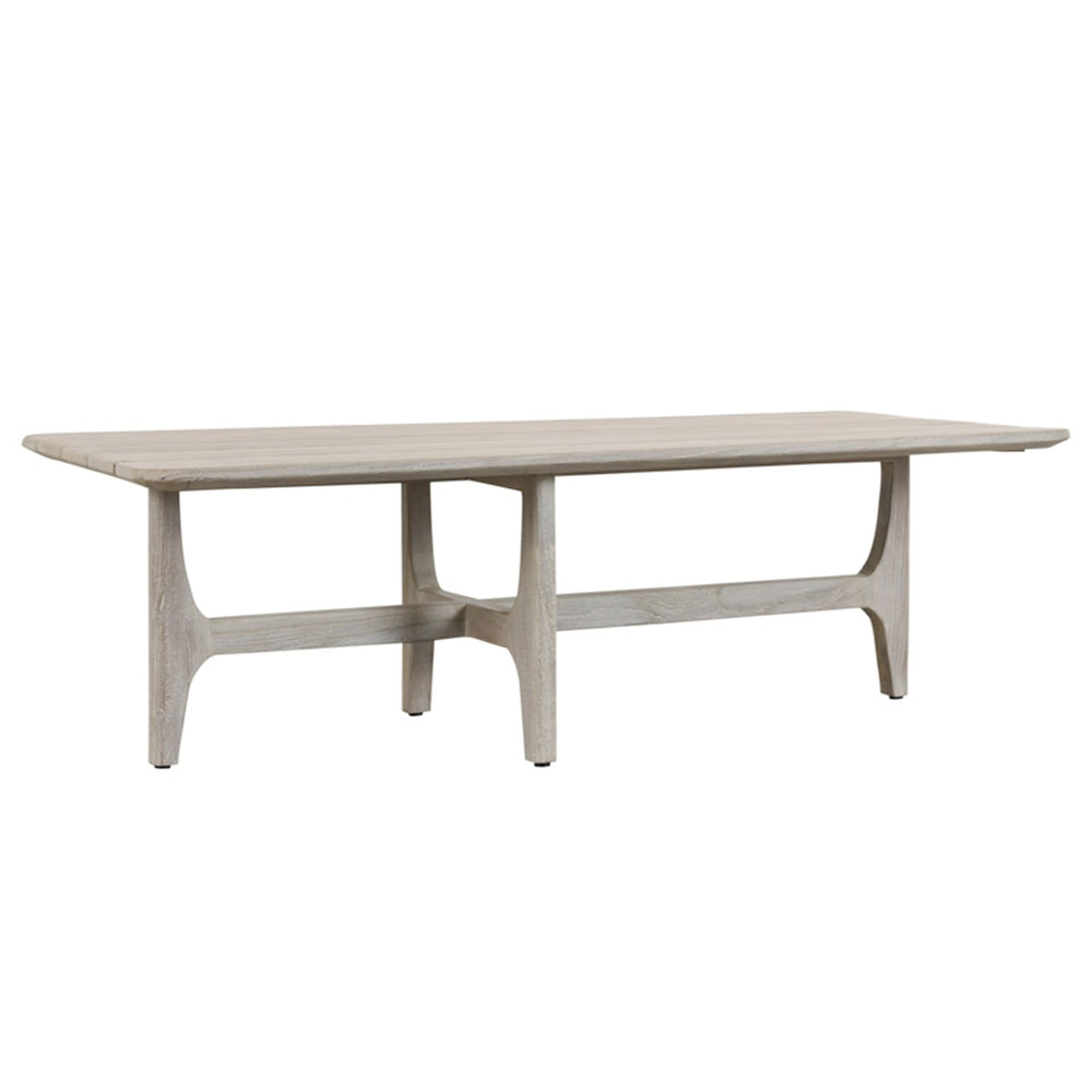 Dawn Outdoor Teak Coffee Table with Curved Edges - Gray