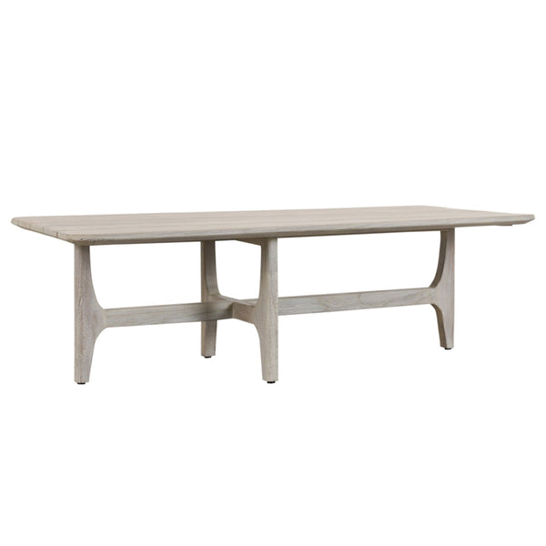 Dawn Outdoor Teak Coffee Table with Curved Edges - Gray