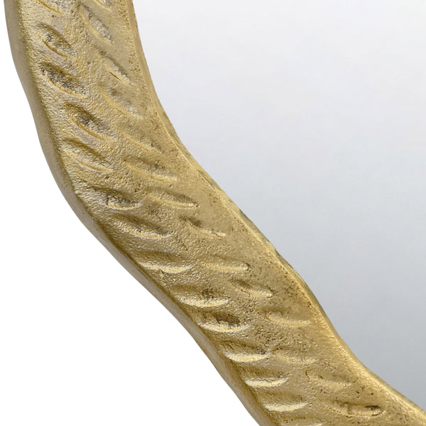 ROUND METAL MIRROR WITH ORGANIC TEXTURED ANTIQUE BRASS FRAME