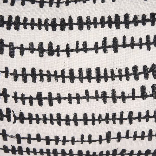 Jenna Cream w/ Black Print Linen Lumbar Decorative Pillow Cover