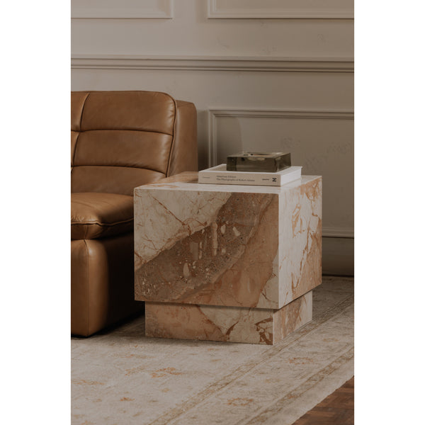Layla Side Table in Breccia Marble