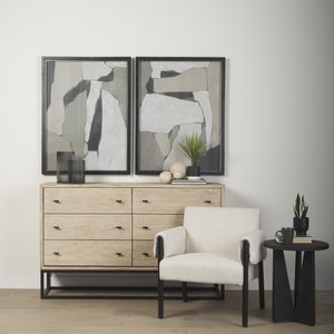 Ashton Beige Twill Fabric w/ Black Wood Accent Chair
