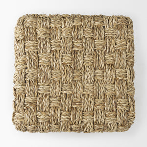 Adele  17.7L x 17.7W x 17.7H Medium Brown Seagrass Woven Square Pouf