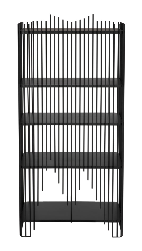Mila Industrial Steel Bookcase in Matte Black