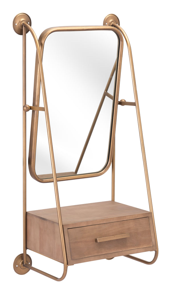 Peralta Mirror Shelf Gold