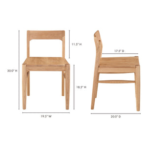 Moe's Owing Dining Chair Set in Natural Oak