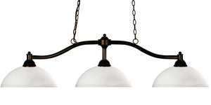 Chance 3 Light Billiard Light in Bronze Finish