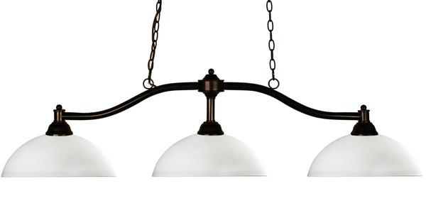 Chance 3 Light Billiard Light in Bronze Finish
