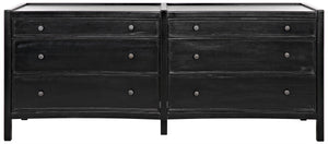 Hampton 6-Drawer Mahogany Dresser with Brass Pulls in Hand-Rubbed Black
