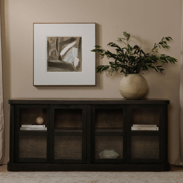 Mona Sideboard with Glass Doors in Black