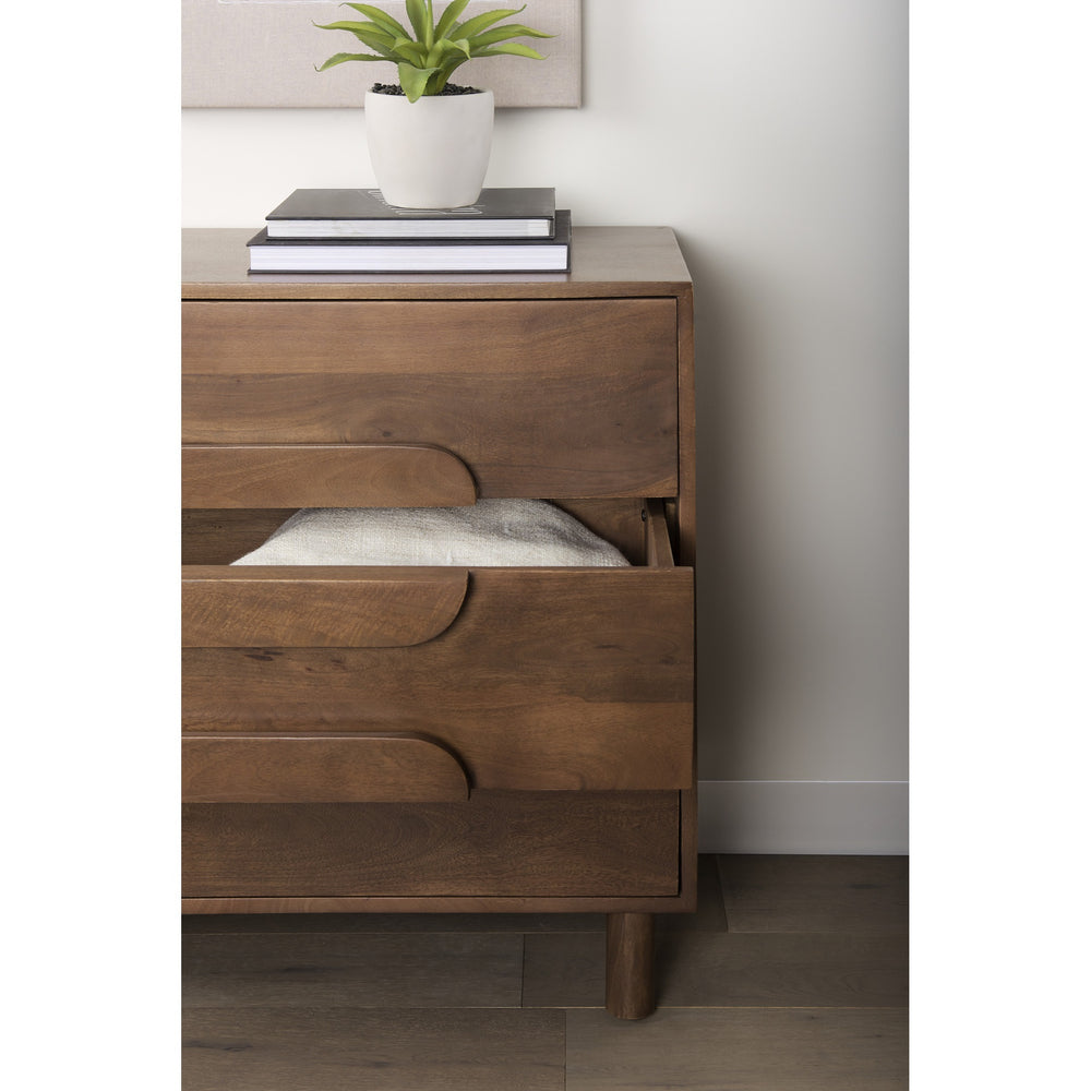 Astrid  36L x 17W x 30.3H Medium Brown Solid Wood 3 Drawer Cabinet