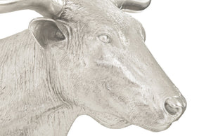 Longhorn Bull Wall Art, Resin, Silver Leaf