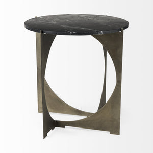 Reinhold II 21L x 21W x 21H Black Marble Top Iron Side Table