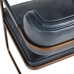 Fonda Leather Dining Chair in Ocean Blue