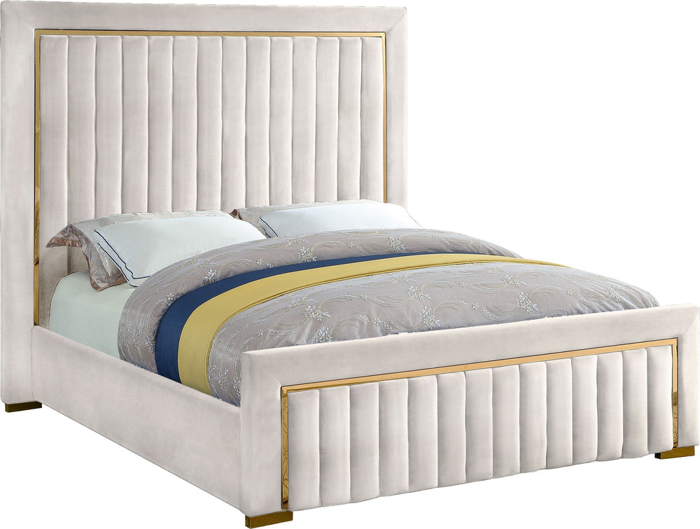 Benjamin King Bed In Cream Velvet