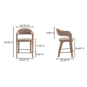 Martens Counter Stool with Barrel Back in Camel