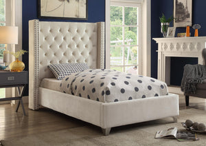 Isabel Twin Bed In Cream Velvet