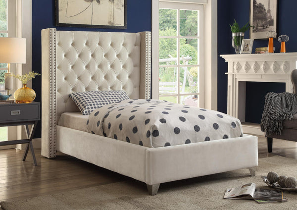 Isabel Twin Bed In Cream Velvet