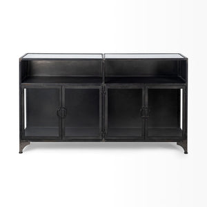 Pender 63" L Black Metal Glass Door Display Cabinet