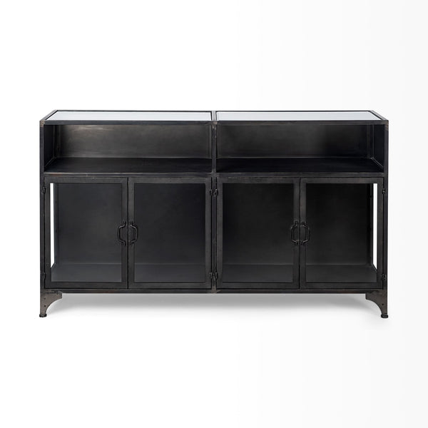 Pender 63" L Black Metal Glass Door Display Cabinet