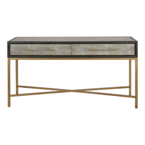 Mako Grey Oak Console Table with Brass Legs
