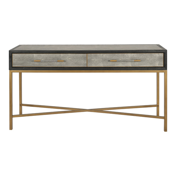 Mako Grey Oak Console Table with Brass Legs