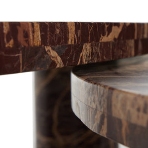 Zion Coffee Table Set - Merlot Marble