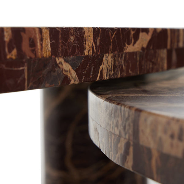 Zion Coffee Table Set - Merlot Marble