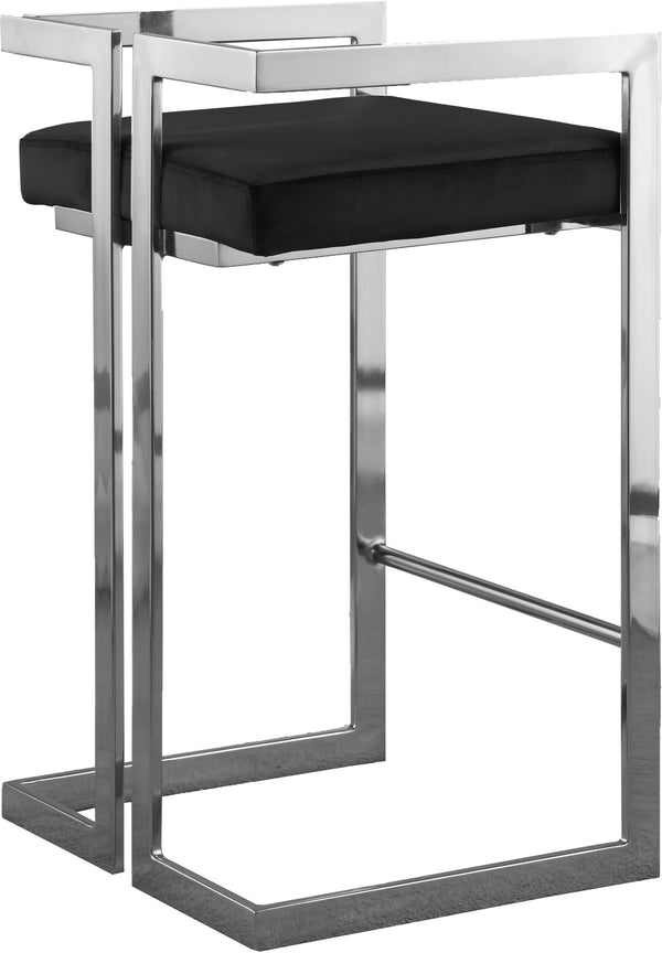 Winifred Stool In Black Velvet and Chrome