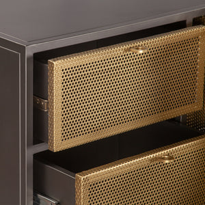 Brooklyn 55" Gunmetal and Brass Sideboard