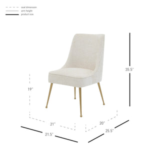 Cedric Fabric Dining Side Chair Gold Legs In Opus Cream (Set of 2)