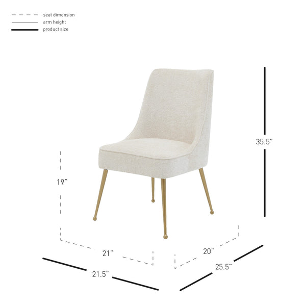 Cedric Fabric Dining Side Chair Gold Legs In Opus Cream (Set of 2)