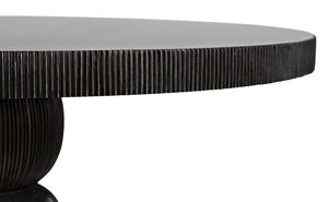 Portobello Dining Table, Hand Rubbed Black with Light Brown Trim