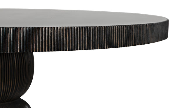 Portobello Dining Table, Hand Rubbed Black with Light Brown Trim