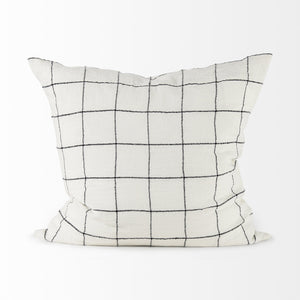 Suzanne 22 x 22 White/Black Square Pattern Decorative Pillow Cover
