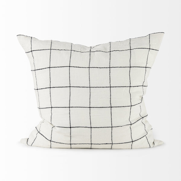 Suzanne 22 x 22 White/Black Square Pattern Decorative Pillow Cover