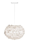 Eos Medium Hardwired Pendant in White with White Cord