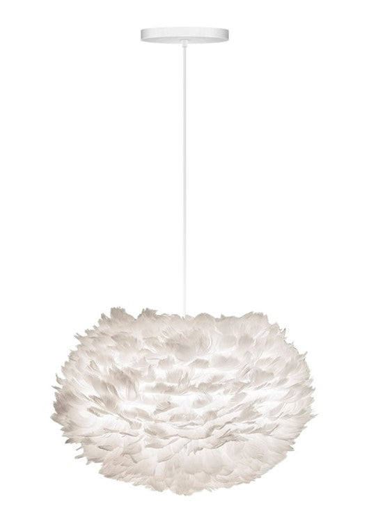 Eos Medium Hardwired Pendant in White with White Cord
