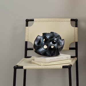 Ribbon Resin Decorative Sphere, Black