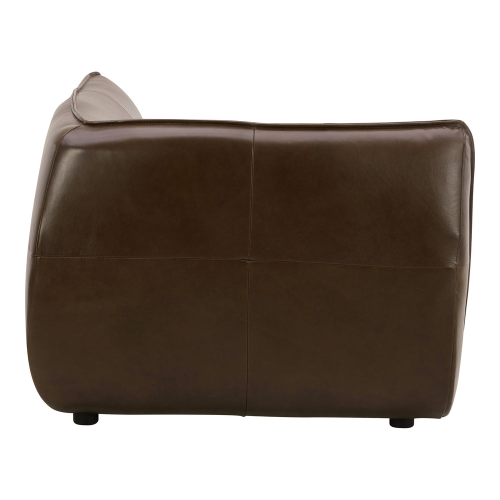 Moe's Zeppelin Leather Corner Chair in Toasted Hickory