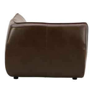 Moe's Zeppelin Leather Corner Chair in Toasted Hickory
