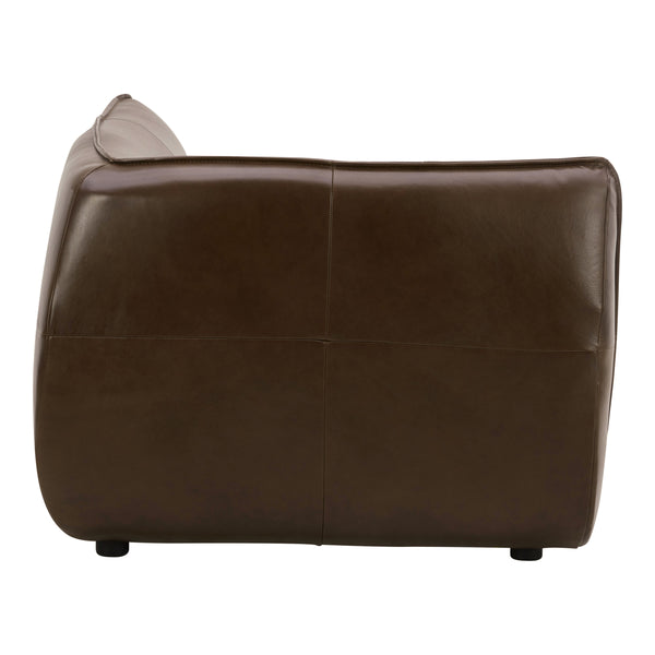 Moe's Zeppelin Leather Corner Chair in Toasted Hickory