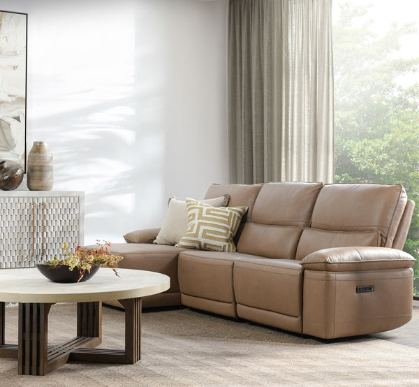 Branford Leather Power Recliner Sectional with LAF Chaise
