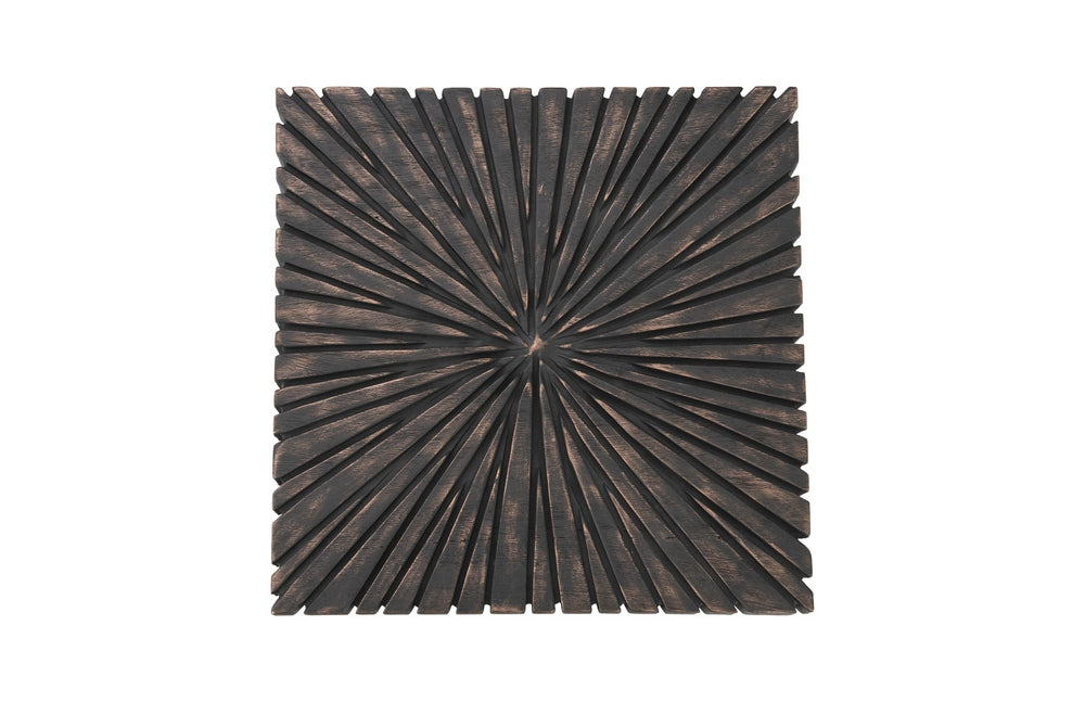 Chainsaw Side Table, Burnt Black, Black Iron Cross Base