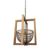 Kiley Warm Wood Basket Lantern Pendant Light