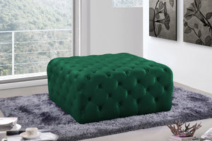 Laurie Ottoman/Bench In Green Velvet