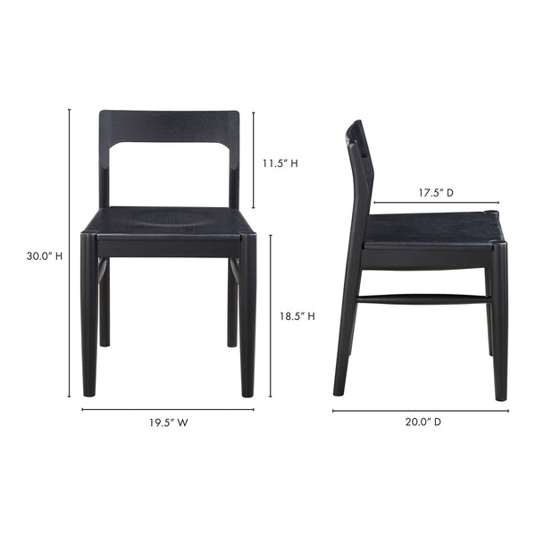 Moe's Owing Dining Chair Set in Black Oak