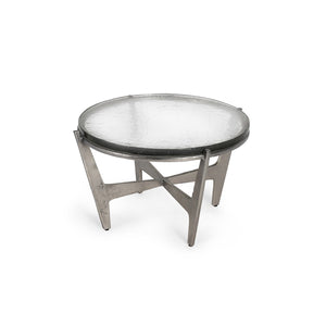 Patrick 18" Coffee Table with Glass Top & Zinc Antique Finish