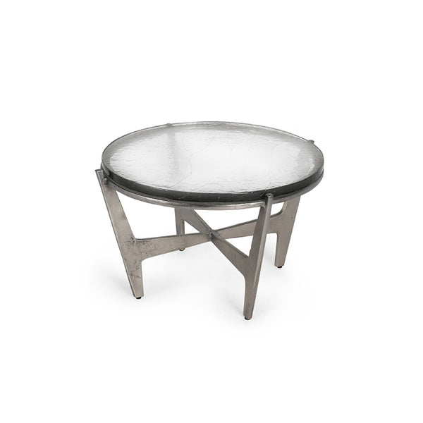 Patrick 18" Coffee Table with Glass Top & Zinc Antique Finish